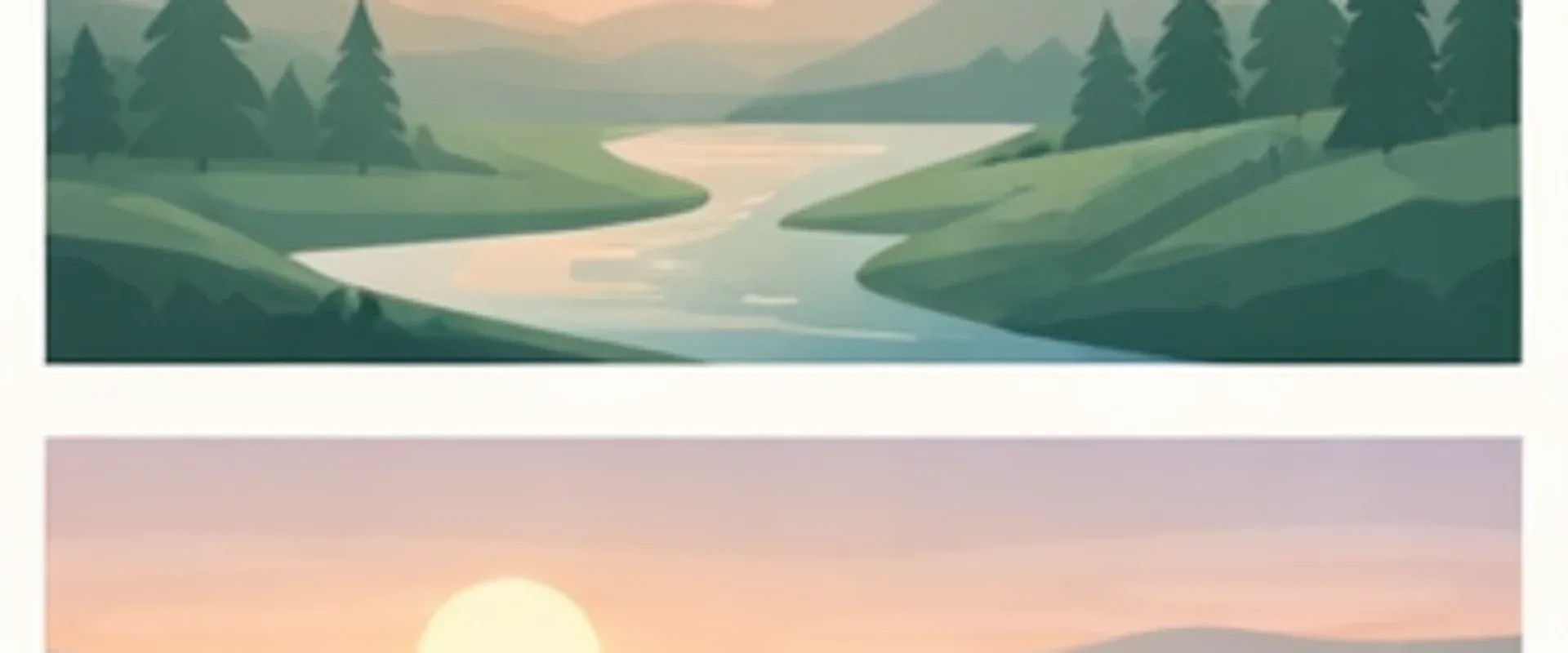 A hot-weather canyon and reservoir scene in warm field-guide tones.